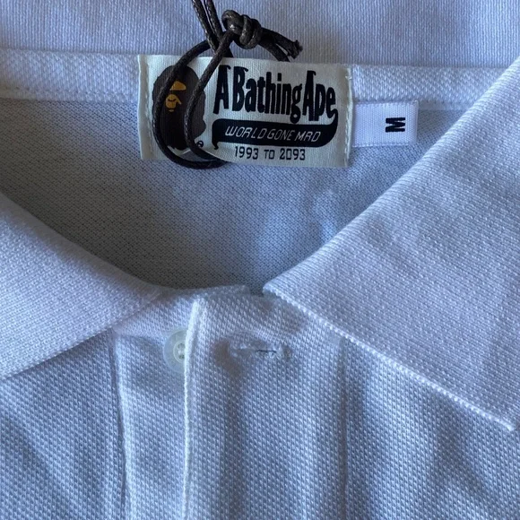 A Bathing Ape White Polo T-Shirt - Boy’s Medium - Picture 6 of 13